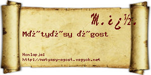 Mátyásy Ágost névjegykártya